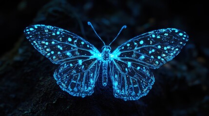 Luminous Butterfly at Nighttime Marvel of Nature's Artistic Design