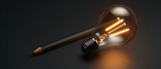 light bulb on black background