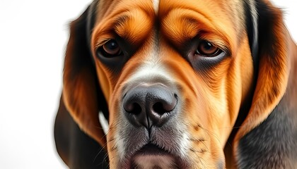 Close up of a Basset Hound's face &ndash; Droopy ears sad eyes and w