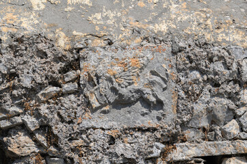 Lion of Saint Mark Relief on Vardiola Watchtower in Mikro Nisi, Zakynthos, Greece