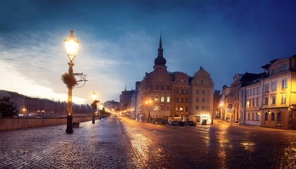 Fototapeta premium night street with european city