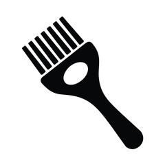 Black silhouette of a hair pick comb with a wide handle and oval cutout