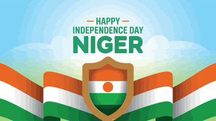 Happy Independence Day Niger Flag Shield Celebration