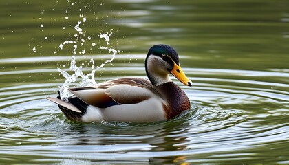Duck splashing in water