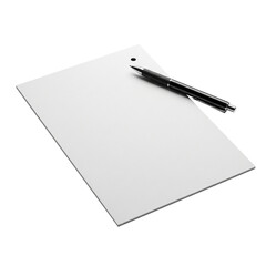 A blank white paper sheet with a black pen resting on the surface.