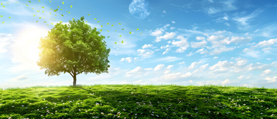 green grass and blue sky