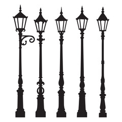 Elegant Street Lamp Silhouettes A Collection of Classic and Ornate Designs for Urban Ambiance and Architectural Inspiration