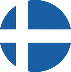 Obraz premium faroe islands national flag icon with cross in circular flat design