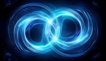 two glowing blue circles swirling energy dark background