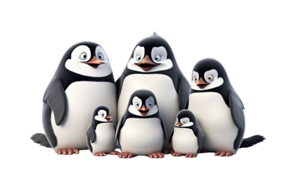 Two Adorable Penguins Isolated on White Background