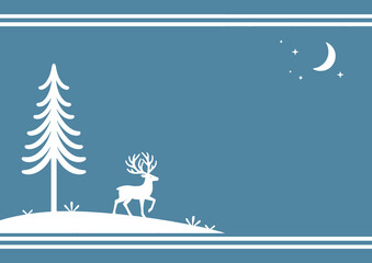 夜の森&times;トナカイ(青)