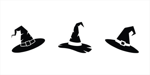 Obraz premium witch hat vector set hand drawn illustration on white background.