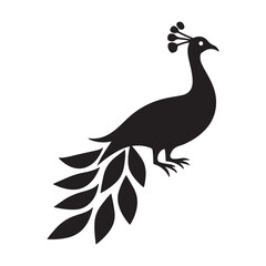 Fototapeta premium Elegant Black and White Peacock Illustration: Intricate Line Art, Ornate Feathers, Majestic Bird Design.