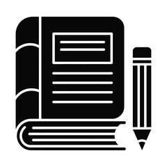 Black silhouette of a book and pencil representing education and learning