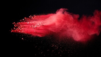 red explosion of powder dust against black background