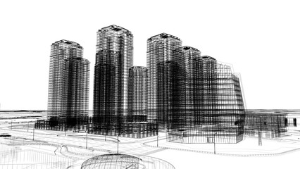 Futuristic Future-City Skyscraper Urban BIM Plan Featuring Next‑Generation City Layout, Tower Clusters, Infrastructure Network and Visionary Metropolis Skyline