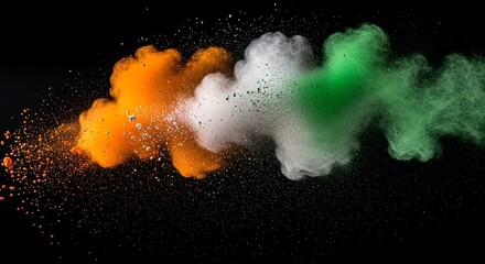 Stunning Indian flag colors exploding with vibrant energy on a dark background