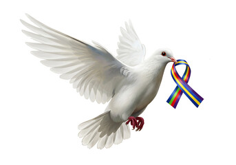 Fototapeta premium White Dove with Peace Ribbon