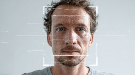 Facial Recognition Technology Concept with Digital Interface