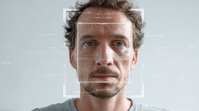 Facial Recognition Technology Concept with Digital Interface