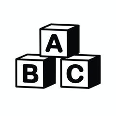 Three hand drawn alphabet blocks a b c stacked together simple illustration © Mst