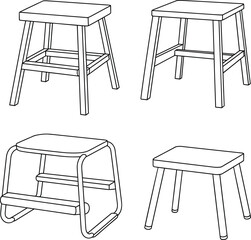 Wooden stools, metal stools, modern seating, stylish furniture, home decor ideas, interior design inspiration, stool variations, compact seating, furniture styles, stool collection