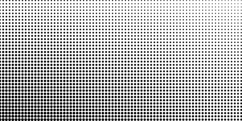 Halftone gradient. Dotted gradient, smooth dots spraying and halftones dot background seamless horizontal geometric pattern vector template set.