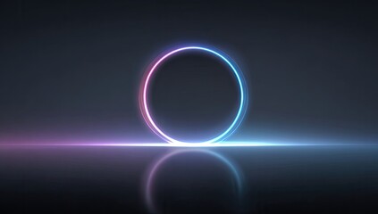 Obraz premium Abstract neon circle graphic on dark background