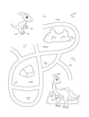 Baby Parasaurolophus Maze Puzzle Activity for Kids