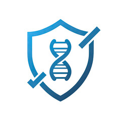 ethical research approval icon, shield with checkmark and DNA, trustworthy medical compliance theme