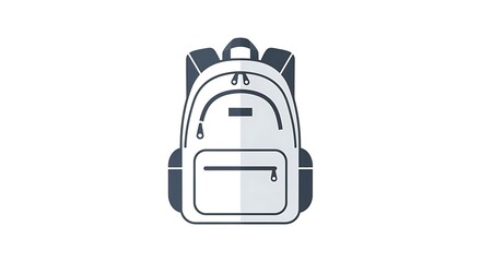 A simple vector illustration of a backpack with zippers and straps on a white background