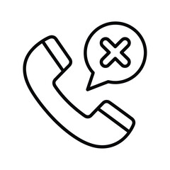 Obraz premium Handset icon with a speech bubble containing a cross symbol indicating a blocked call