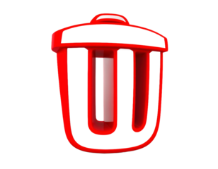 Glossy Red Trash Can Icon On Transparent Background