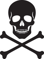 Skull and Crossbones Silhouette Vector Illustration On White Background – Danger Symbol Logo Design