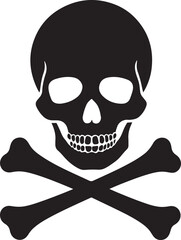 Skull and Crossbones Silhouette Vector Illustration On White Background – Danger Symbol Logo Design