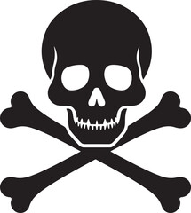 Skull and Crossbones Silhouette Vector Illustration On White Background – Danger Symbol Logo Design