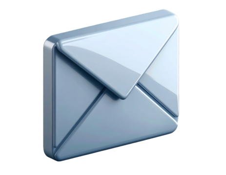 Glossy Silver Envelope Icon Isolated On Transparent Background Representing Digital Communication