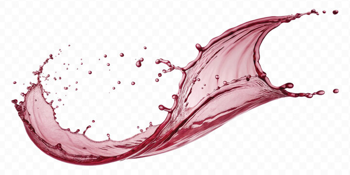 realistic 3d smooth liquid red wine water splash in curve style isolated on transparent background