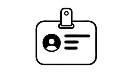 Vector Line Art SVG Icon of ID Badge with Portrait and Lines in Minimalist Style for Digital Applications