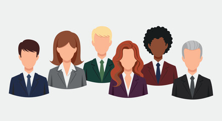 Vector SVG Illustration of Diverse Business People with Modern Flat Style and Colorful Outfits for Corporate Branding