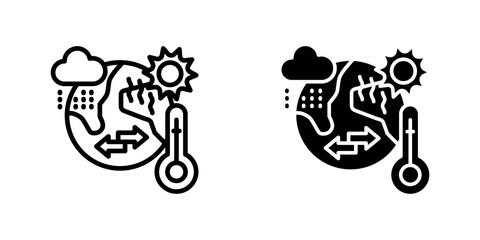 Naklejka premium Global Climate Change multiple icon set of two.line and glyph vector illustration