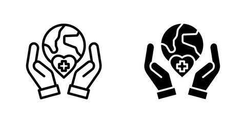 Global Healthcare multiple icon set of two.line and glyph vector illustration
