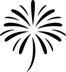 Simple black firework graphic design for celebratory projects.