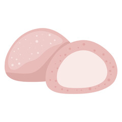 Pink Mochi Rice Cake Vector, Sweet Mochi Dessert Illustration, Japanese Mochi Sweets