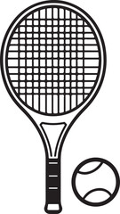 Tennis Bat and Ball Silhouette Vector Illustration on White Background – Minimal Sports Logo Design