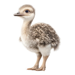 Adorable ostrich chick isolated on transparent background