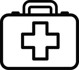 Fototapeta premium Vector art of first aid kit icon, depicting a medical emergency with a cross symbol, representing health care, safety, and treatment for accidents