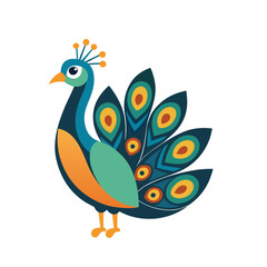 Vector illustration of a cartoon peacock.