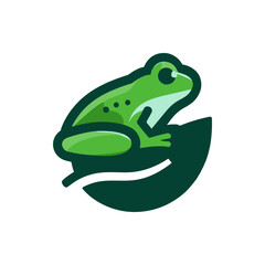 A vibrant green frog perched on a leaf, showcasing its natural habitat in a serene environment