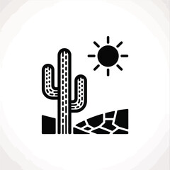 Obraz premium Stylized silhouette of a saguaro cactus under a bright desert sun